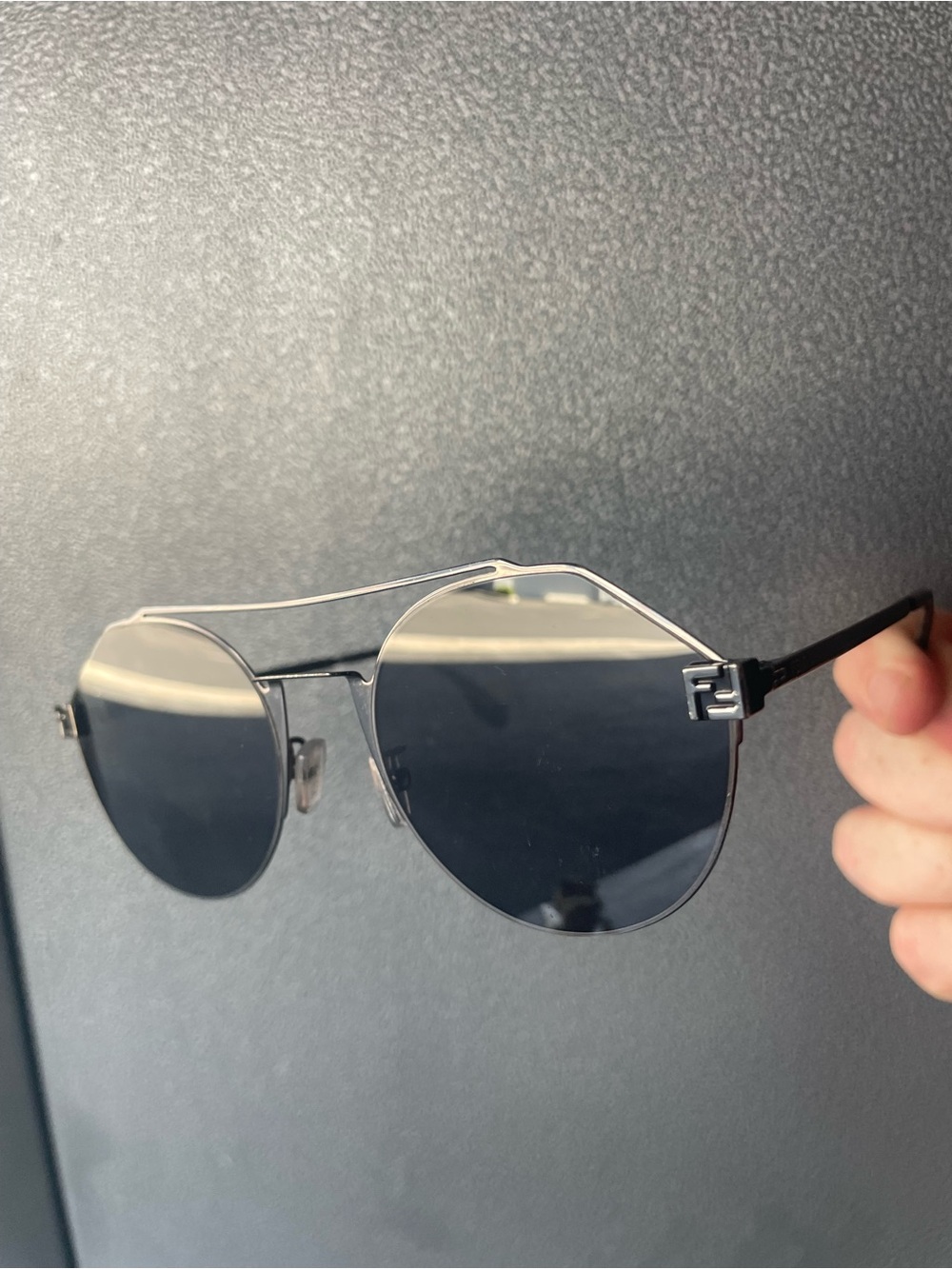 FENDI Round Metal Frame Sunglasses - Black Lenses